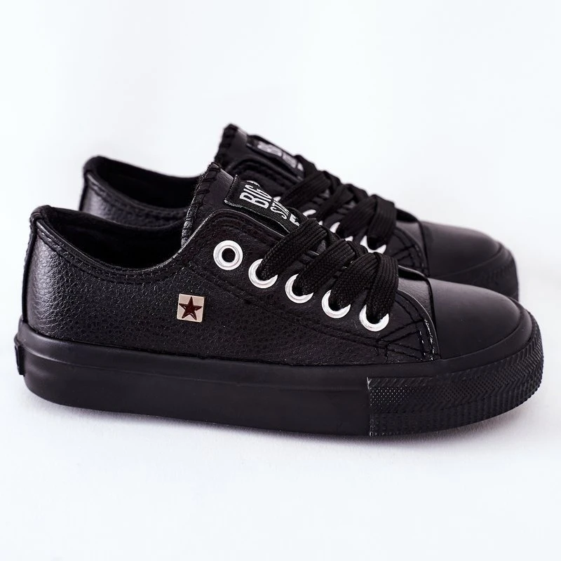 Baskets En Cuir Pour Enfants Big Star FF374304 Noir Le Noir – Image 3