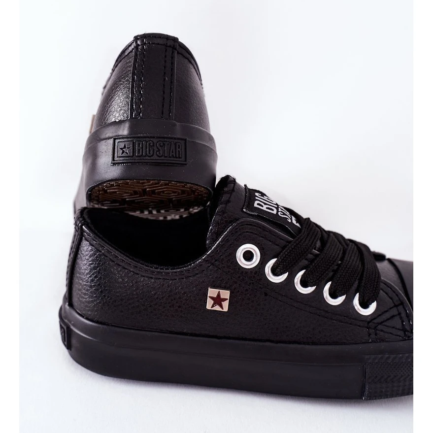 Baskets En Cuir Pour Enfants Big Star FF374304 Noir Le Noir – Image 4