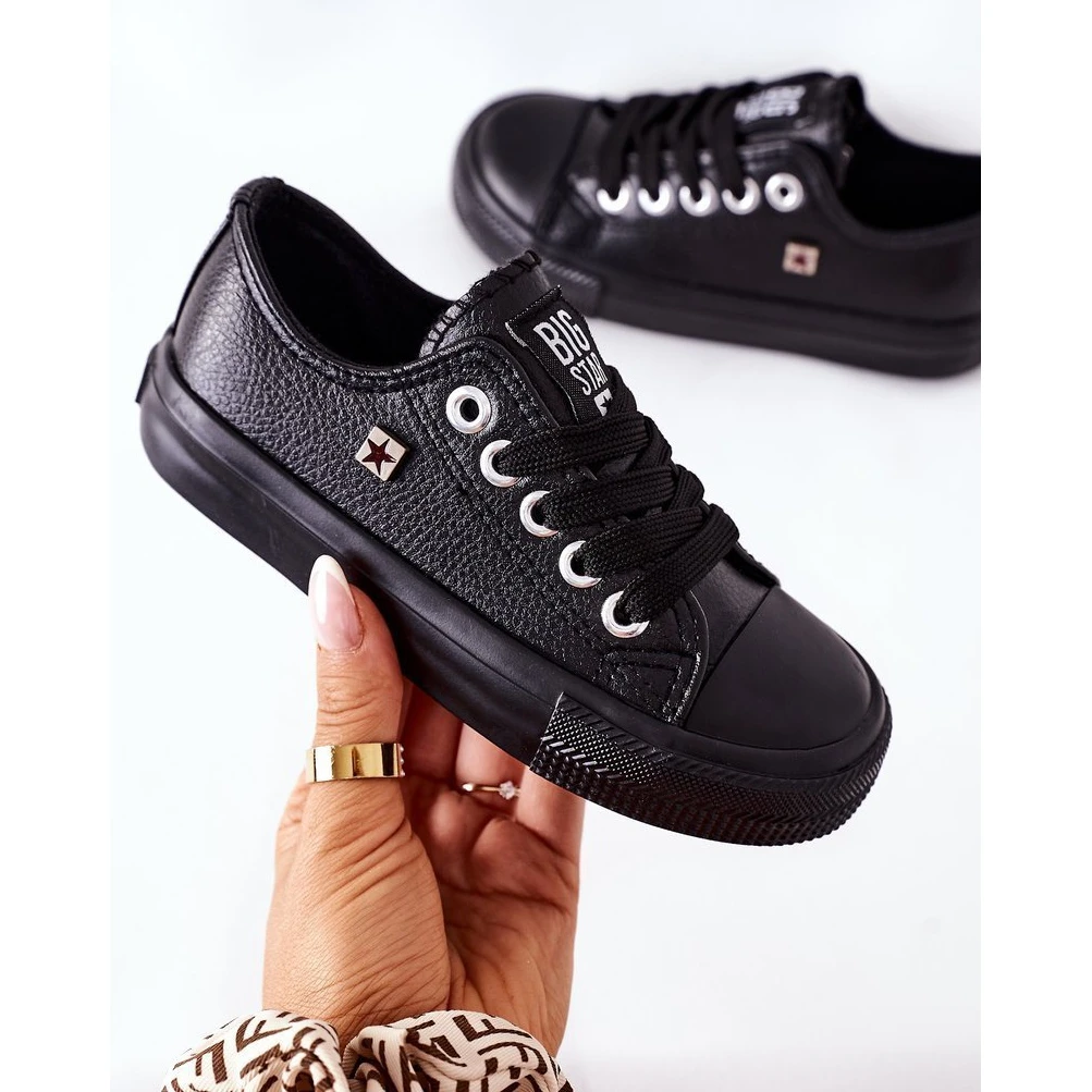 Baskets En Cuir Pour Enfants Big Star FF374304 Noir Le Noir – Image 6