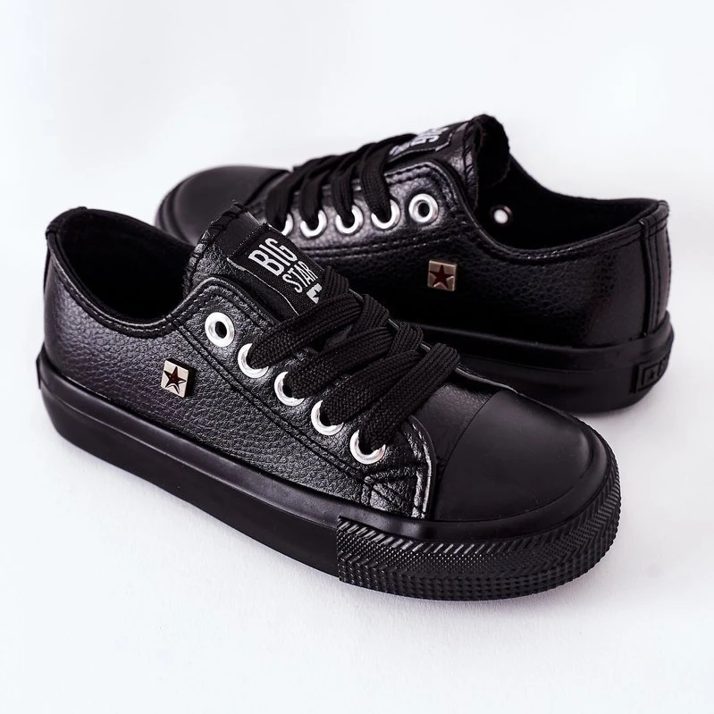 Baskets En Cuir Pour Enfants Big Star FF374304 Noir Le Noir – Image 7