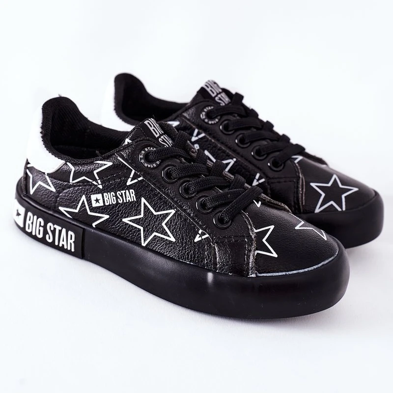 Baskets En Cuir Pour Enfants Big Star II374002 Noir Le Noir – Image 2