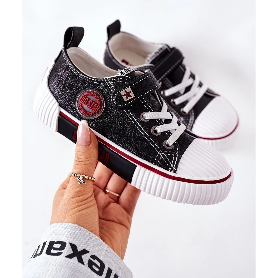 Baskets En Cuir Pour Enfants Big Star II374042 Noir Le Noir – Image 3