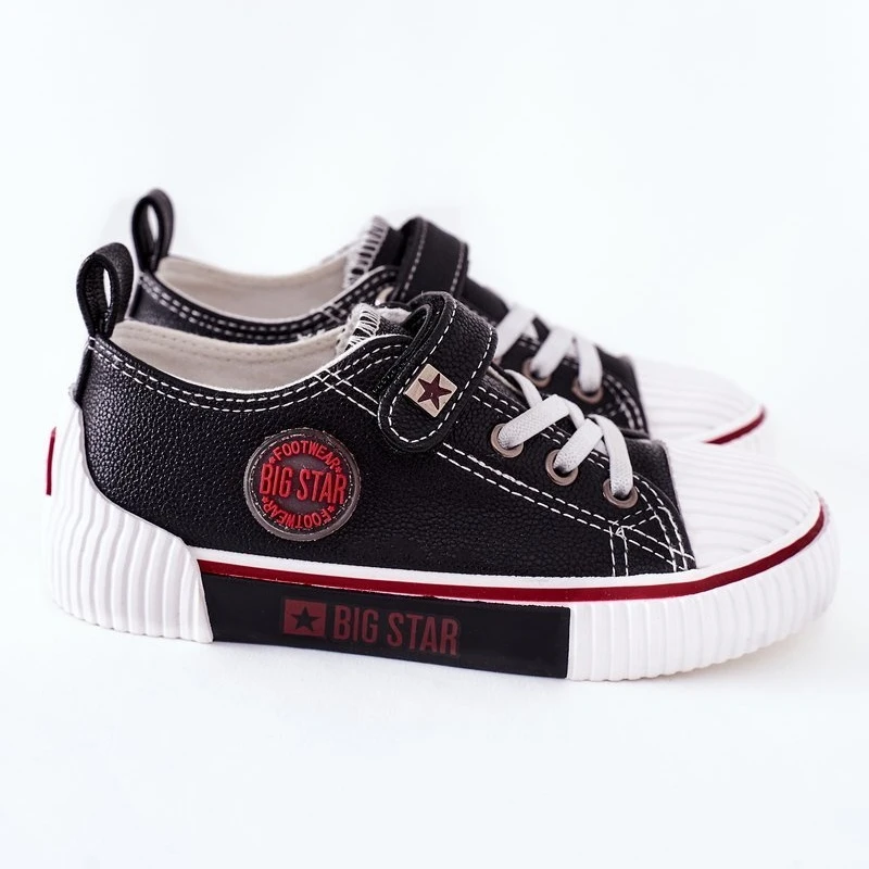 Baskets En Cuir Pour Enfants Big Star II374042 Noir Le Noir – Image 4