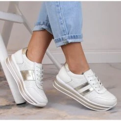 Baskets En Cuir Pour Femmes Sur La Plate-forme Blanc Filippo Blanche