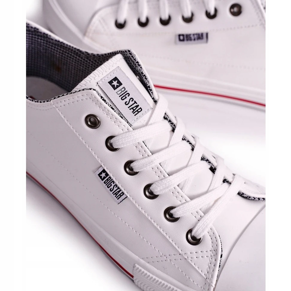 Baskets En Cuir Pour Hommes Big Star DD174260 Blanc Blanche – Image 4