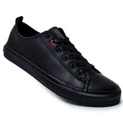 Baskets En Cuir Pour Hommes Big Star JJ174005 Noir Le Noir