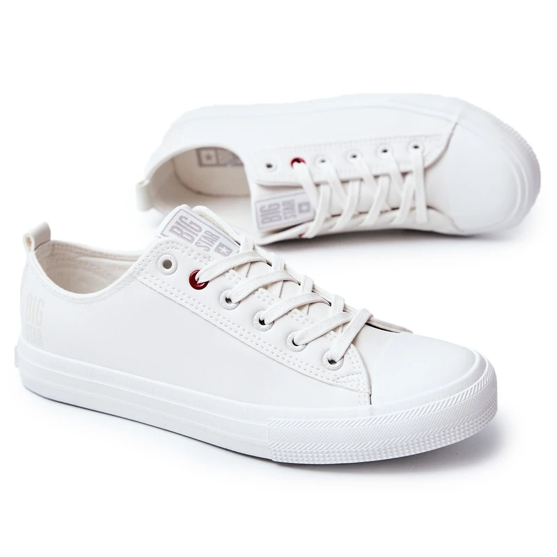 Baskets En Cuir Pour Hommes Big Star JJ174006 Blanc Blanche – Image 5