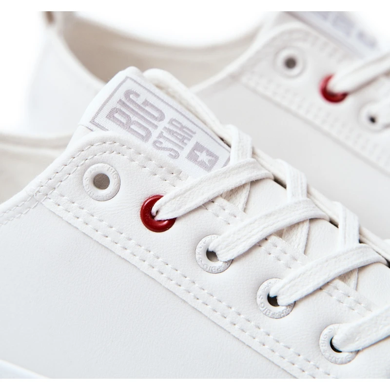 Baskets En Cuir Pour Hommes Big Star JJ174006 Blanc Blanche – Image 6