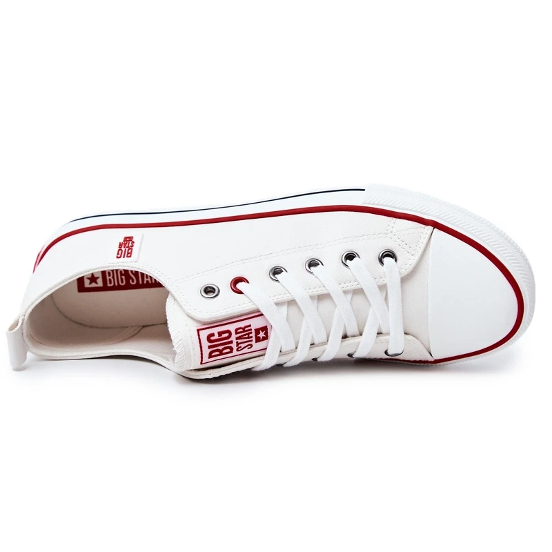 Baskets En Cuir Pour Hommes Big Star JJ174069 Blanc Blanche – Image 2