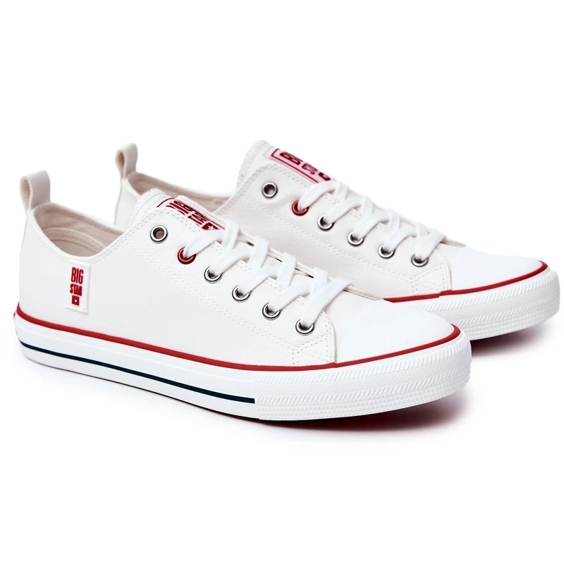 Baskets En Cuir Pour Hommes Big Star JJ174069 Blanc Blanche – Image 4