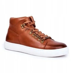 Baskets En Cuir Pour Hommes GOE Marron GG1N3011 Brun
