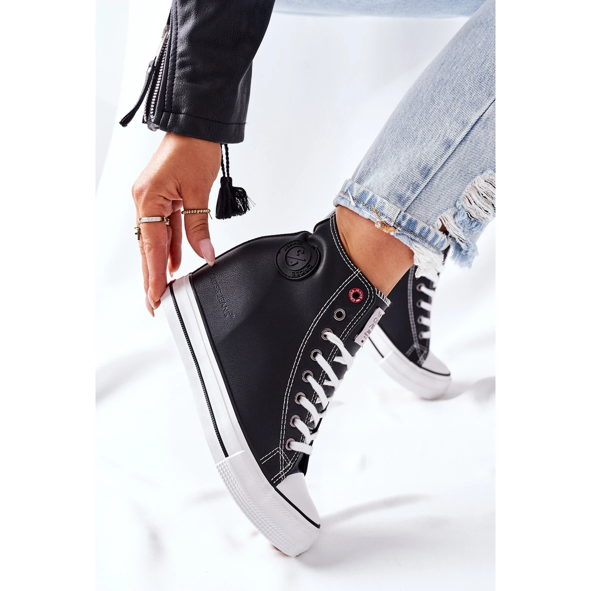 Baskets En Cuir Sur Wedge Cross Jeans II2R4025 Noir Le Noir – Image 4