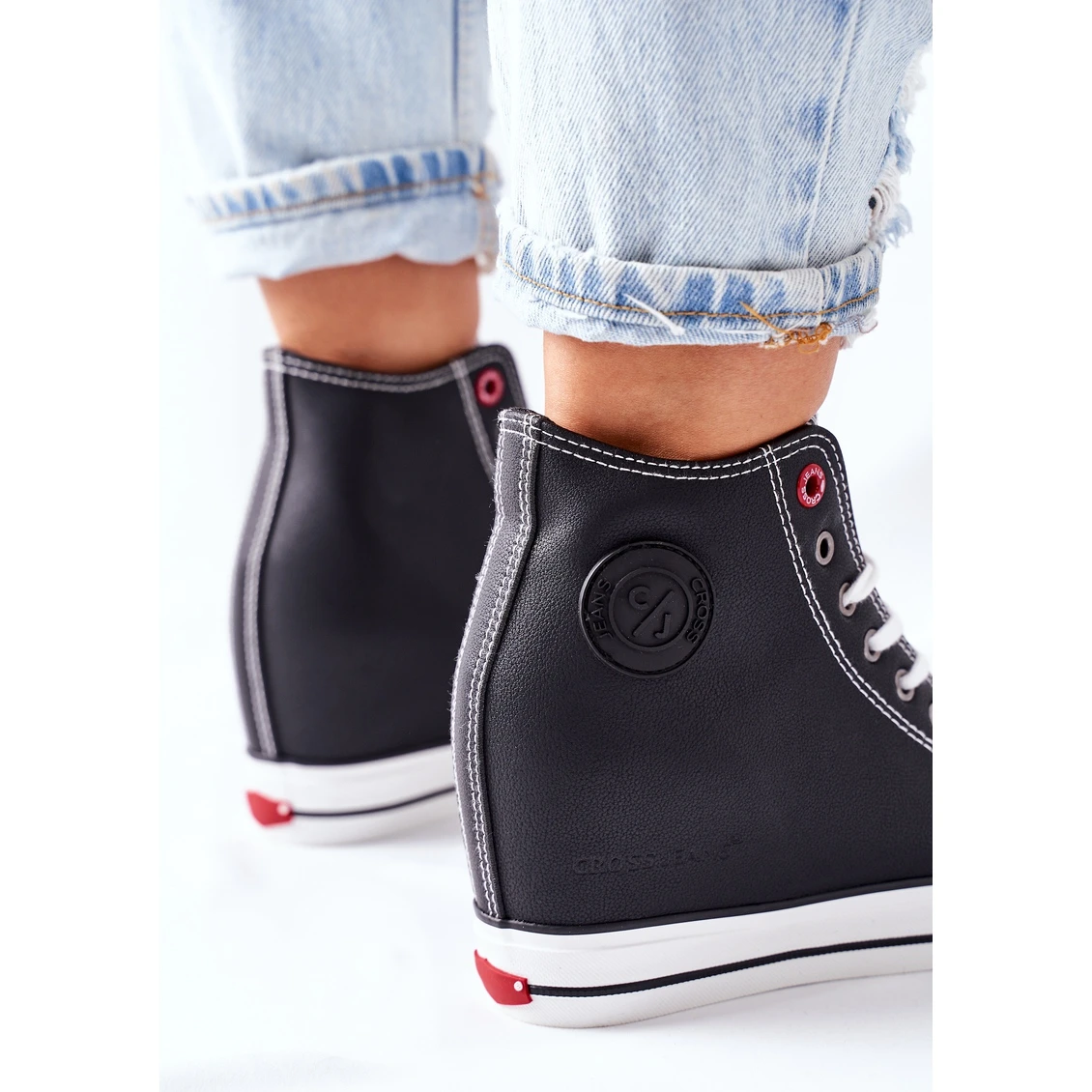 Baskets En Cuir Sur Wedge Cross Jeans II2R4025 Noir Le Noir – Image 6