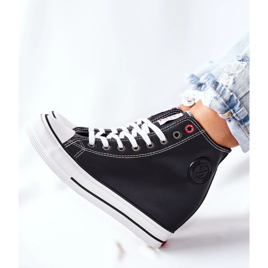 Baskets En Cuir Sur Wedge Cross Jeans II2R4025 Noir Le Noir – Image 9