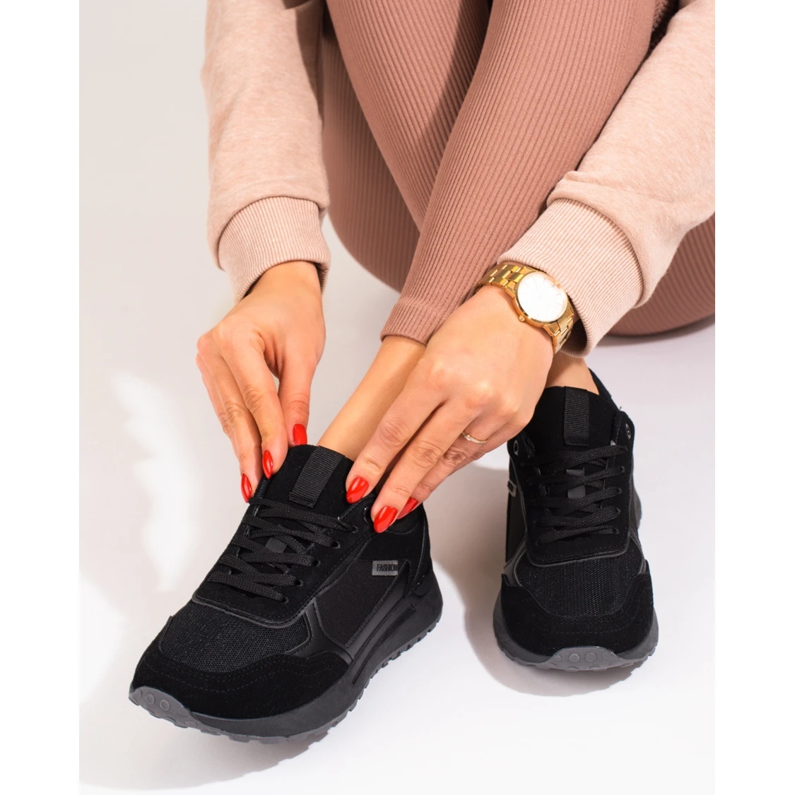 Baskets En Daim Noir Shelovet, Femmes Le Noir – Image 2