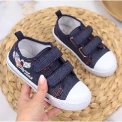 Baskets Enfant Atletico Denim Velcro Bleu Marin