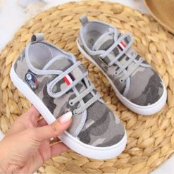 Baskets Enfant Atletico Gris Camo Velcro