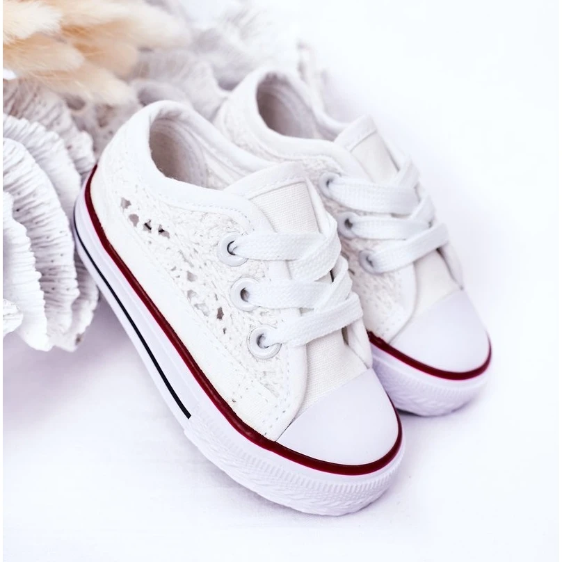 Baskets Enfant Avec Dentelle Blanc Roly-Poly Blanche – Image 4