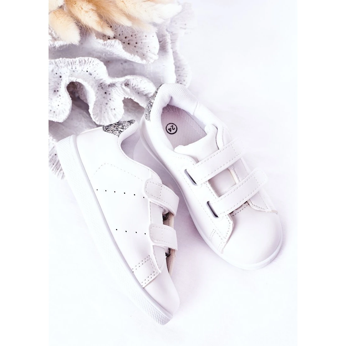 Baskets Enfant Avec Velcro Blanc Et Argent Cute Girl Blanche – Image 3