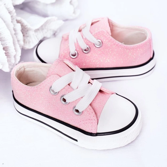Baskets Enfant Paillettes Roses Bling-Bling