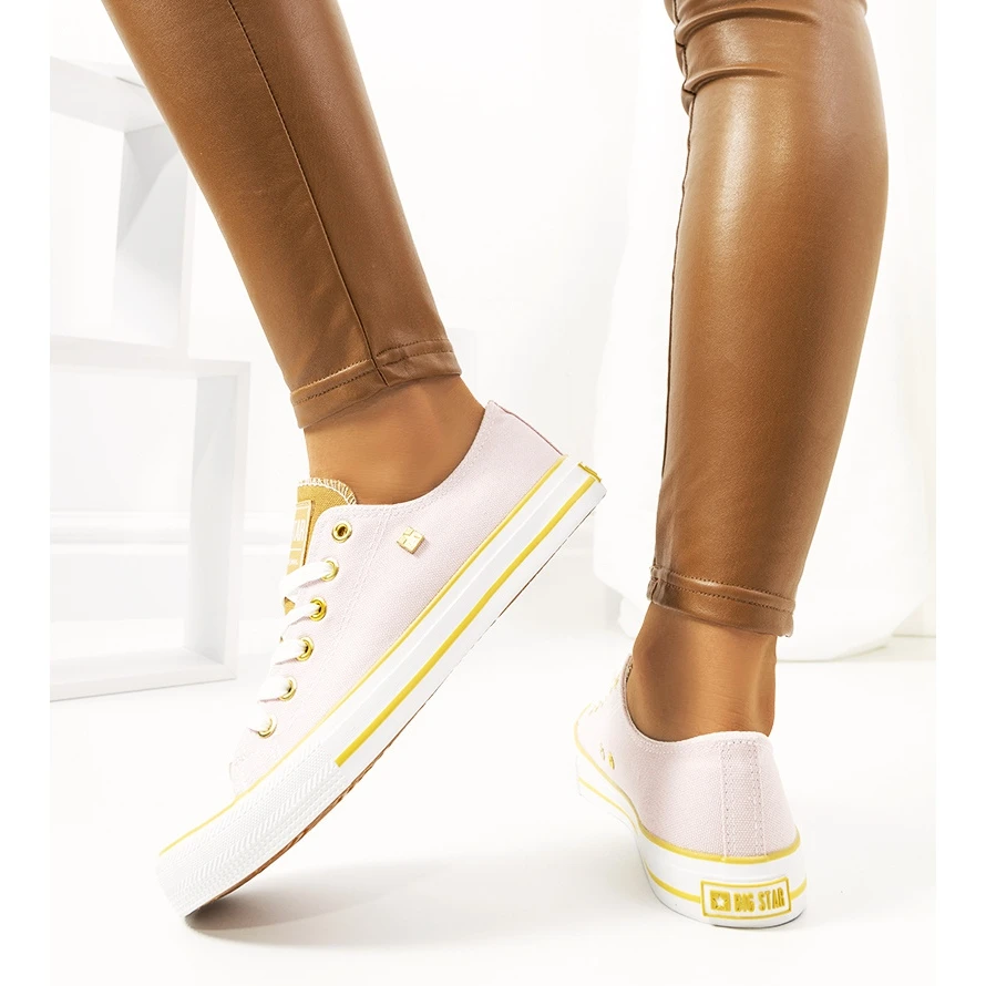 Baskets Femme Big Star Roses HH274455 Beige Blanche – Image 2