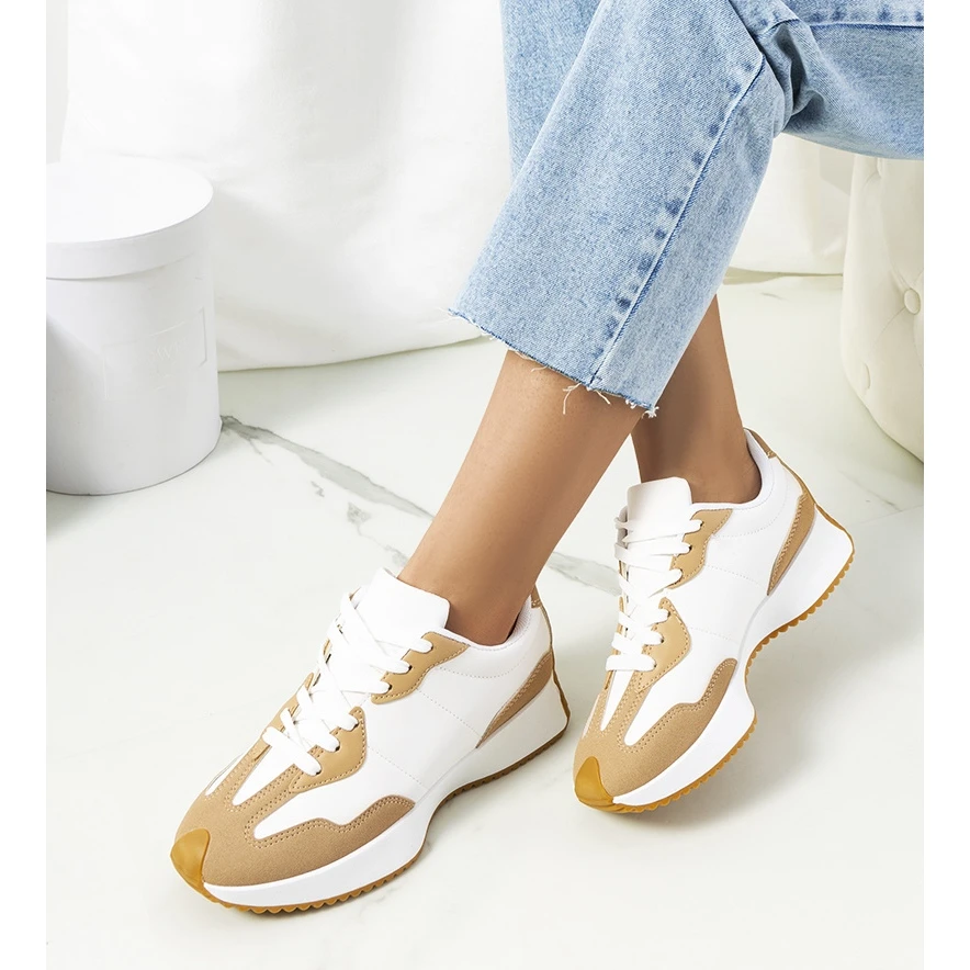 Baskets Femme Cohen Beiges Blanche – Image 2