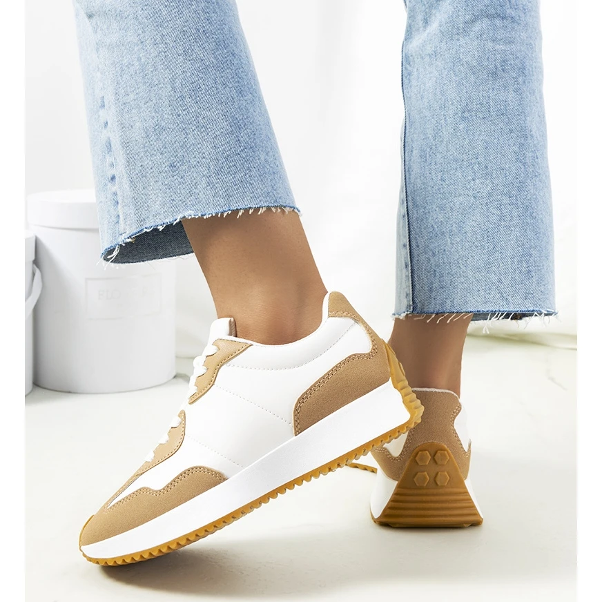 Baskets Femme Cohen Beiges Blanche – Image 3