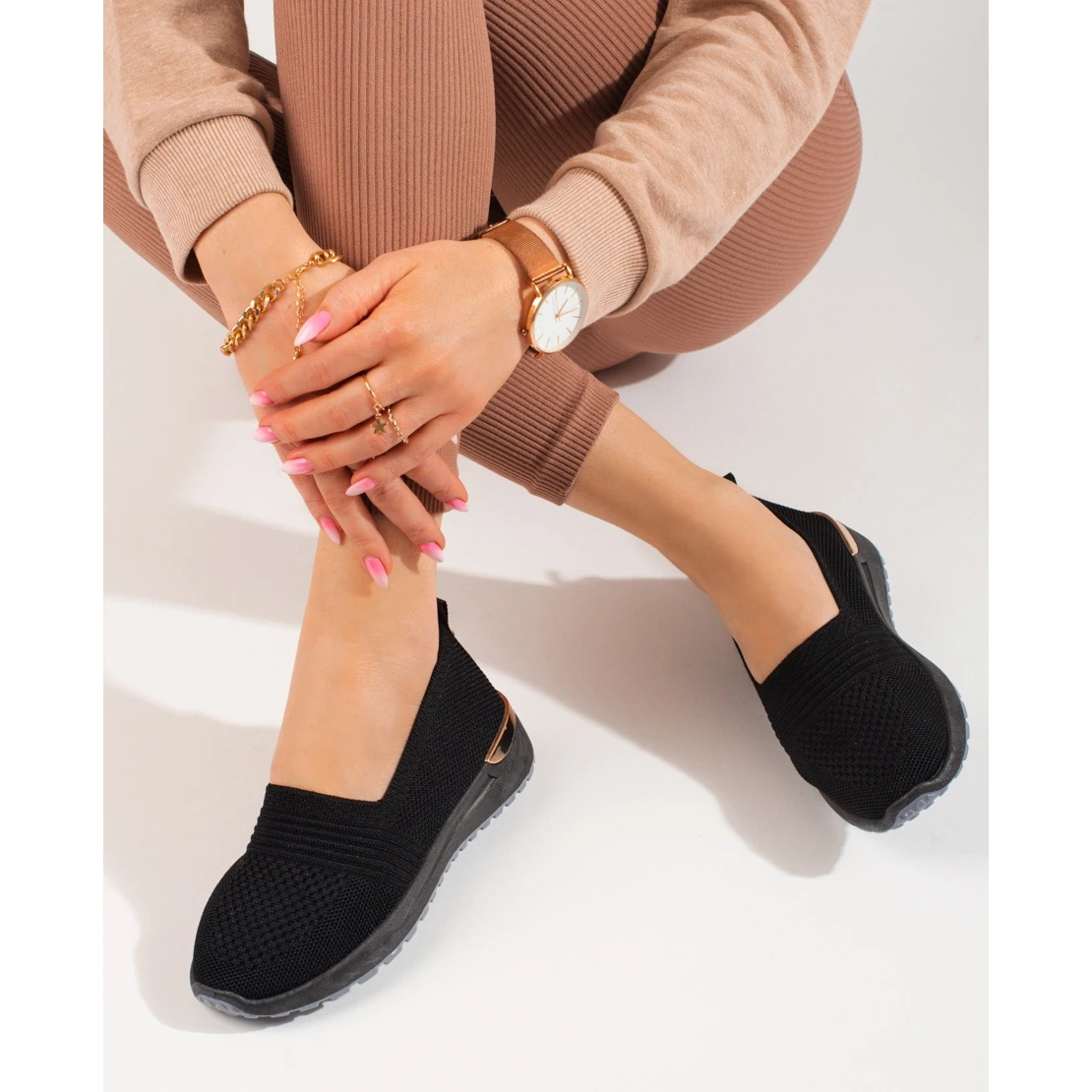 Baskets Noires Ajourées Shelovet, Femmes Le Noir – Image 2