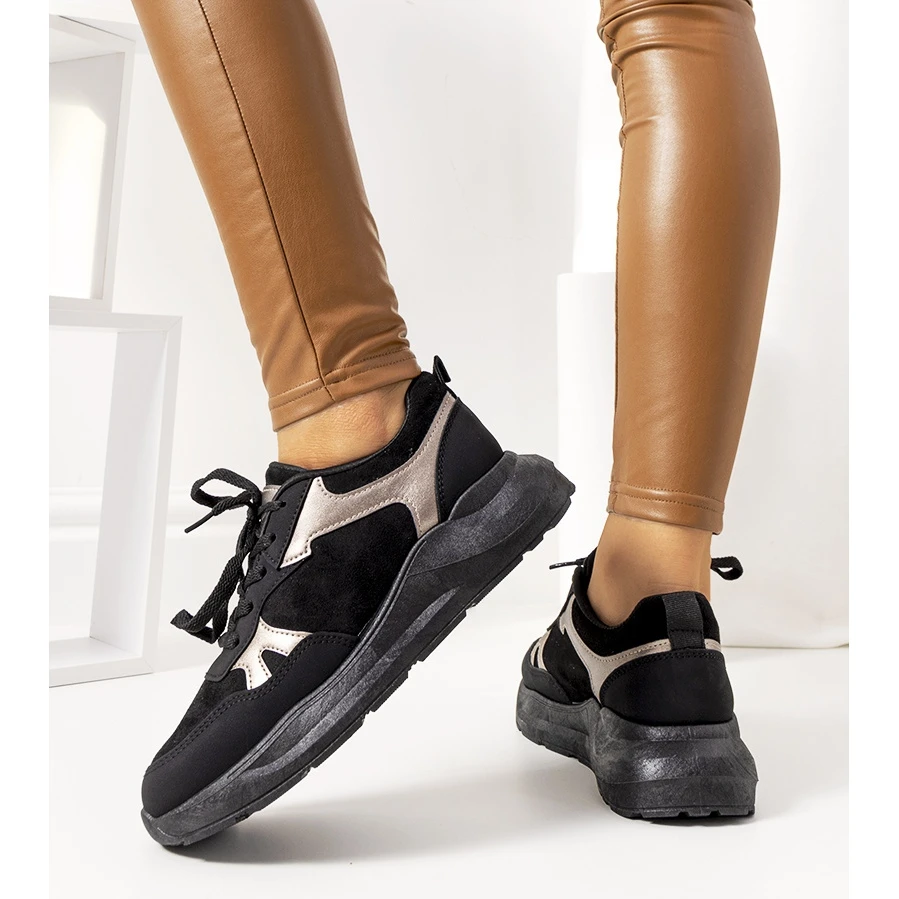 Baskets Noires Aux Accents Dorés Davis Le Noir D'or – Image 2