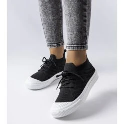 Baskets Noires En Tissu Stretch De Polaire Le Noir