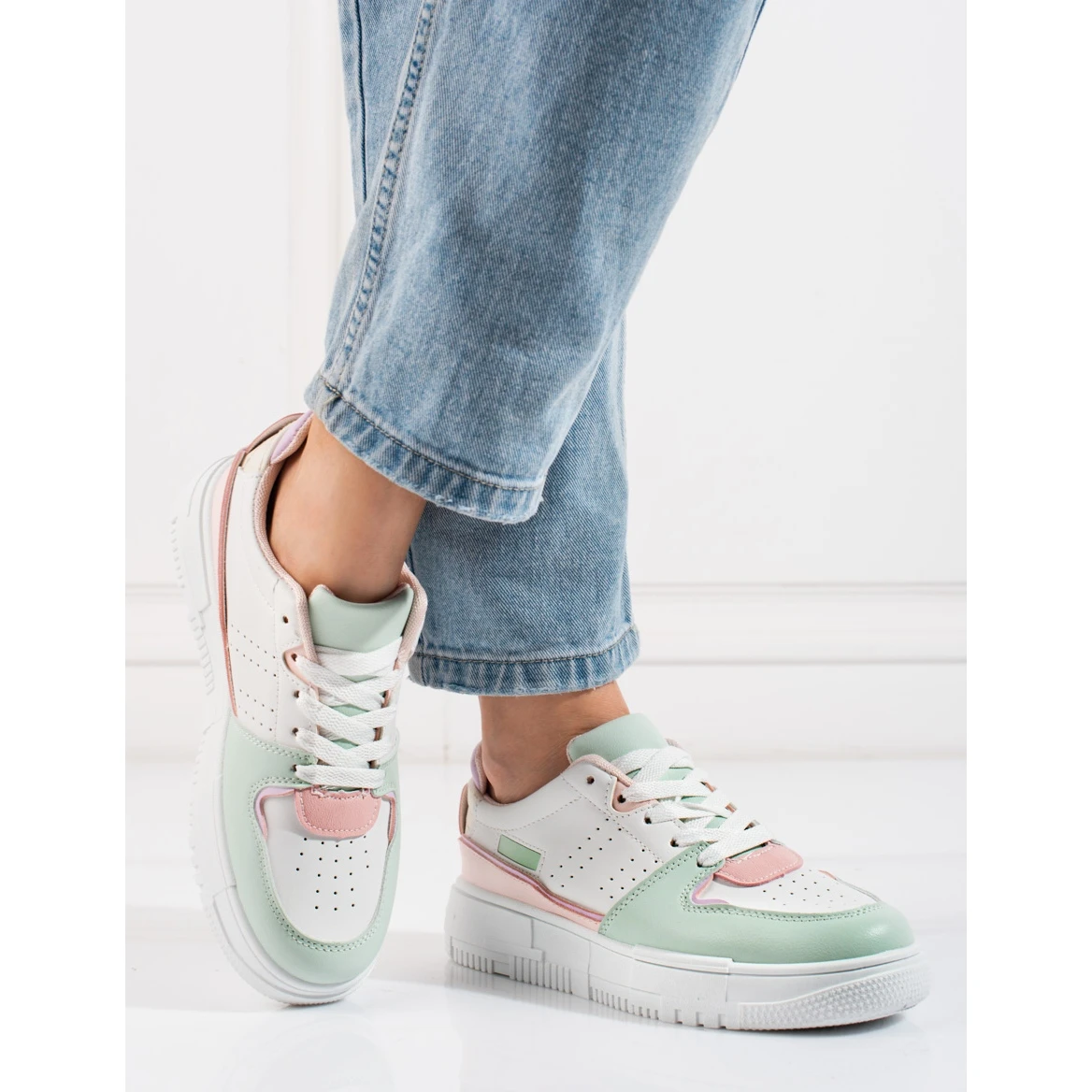 Baskets Pastel Femme Shelovet Blanche Multicolore – Image 3