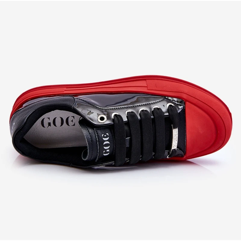 Baskets Plateforme Laquées Femme GOE LL2N4021 Noir-Rouge Le Noir – Image 2