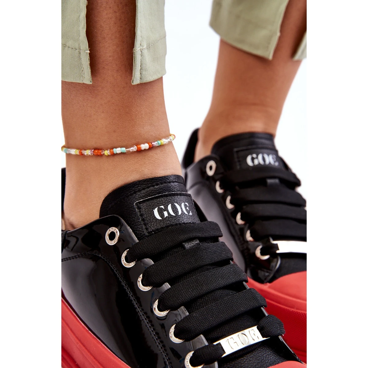 Baskets Plateforme Laquées Femme GOE LL2N4021 Noir-Rouge Le Noir – Image 8