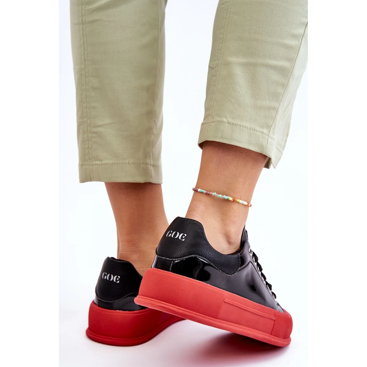 Baskets Plateforme Laquées Femme GOE LL2N4021 Noir-Rouge Le Noir – Image 9