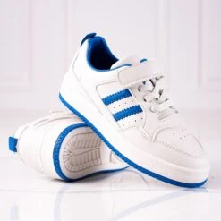 Baskets Pour Enfants Shelovet En Cuir écologique En Blanc Et Bleu Blanche