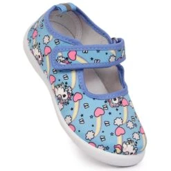 Baskets Pour Filles Avec Velcro Avec Licorne Atletico Bleu
