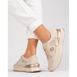 Baskets Shelovet En Cuir Beige, Femmes