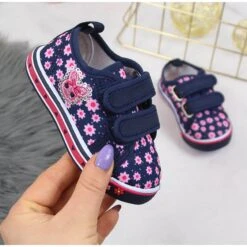 Baskets Velcro Bleu Marine Atletico Fille Rose