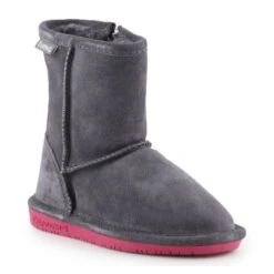 BearPaw Emma Toddler Zipper Jr 608TZ-903 Charcoal Pomberry Chaussures D'hiver Bleu Marin