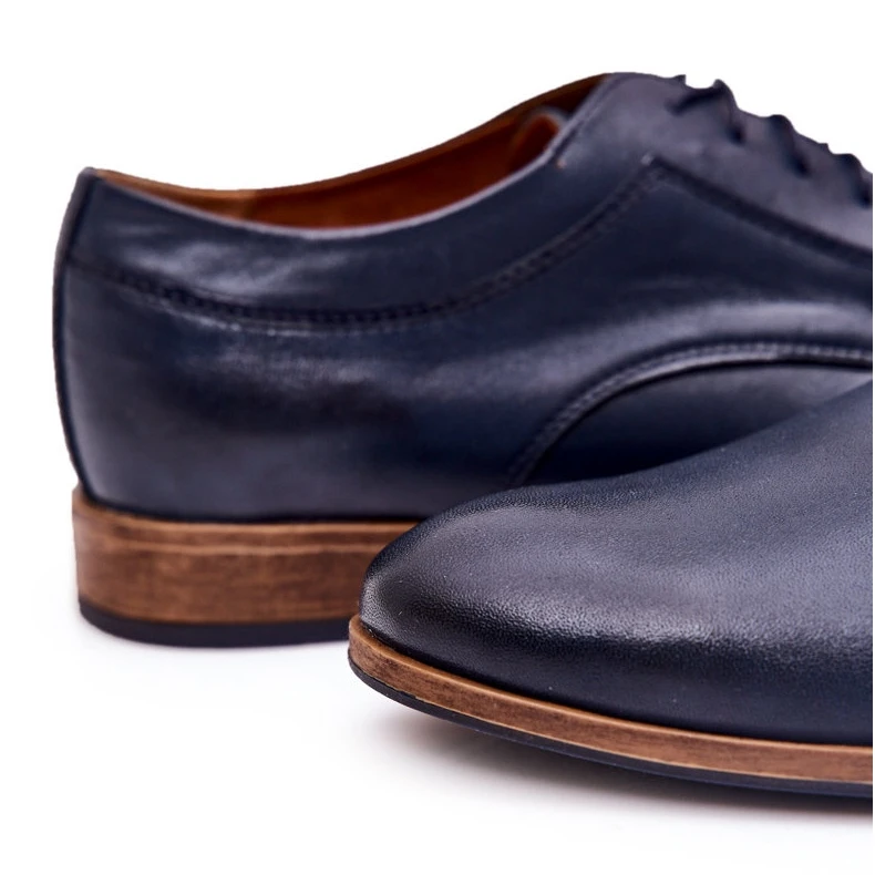 Bednarek Polish Shoes Chaussures En Cuir élégantes Bednarek 684 Bleu Marine – Image 3