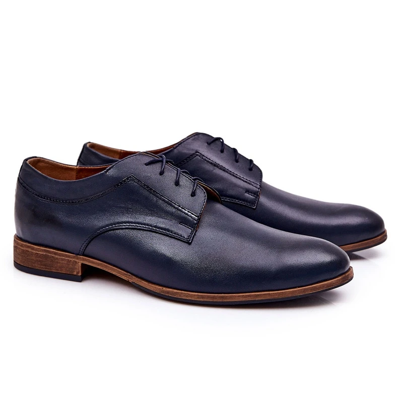 Bednarek Polish Shoes Chaussures En Cuir élégantes Bednarek 684 Bleu Marine – Image 6