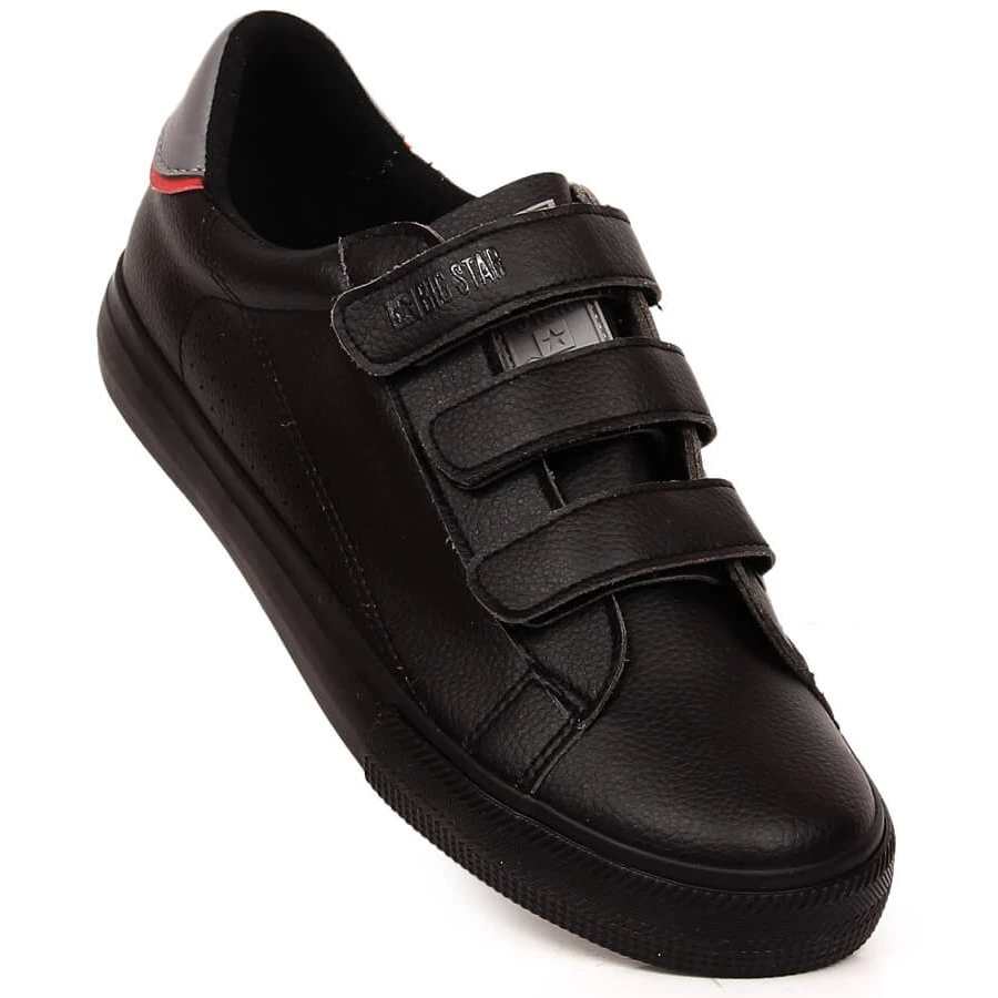 Big Star LL174633 Baskets Pour Hommes En Cuir écologique Noir Avec Velcro Le Noir