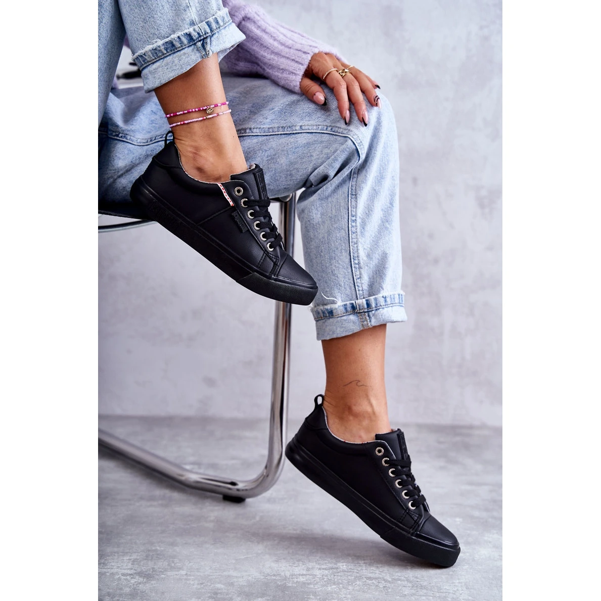 BIG STAR SHOES Baskets Basses En Cuir Pour Femmes Big Star KK274006 Noir Le Noir â Image 10