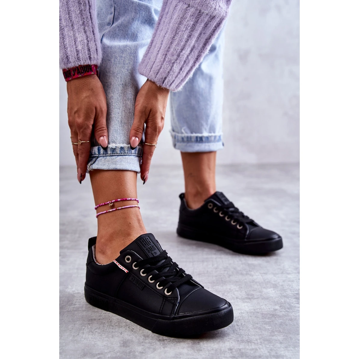 BIG STAR SHOES Baskets Basses En Cuir Pour Femmes Big Star KK274006 Noir Le Noir â Image 3