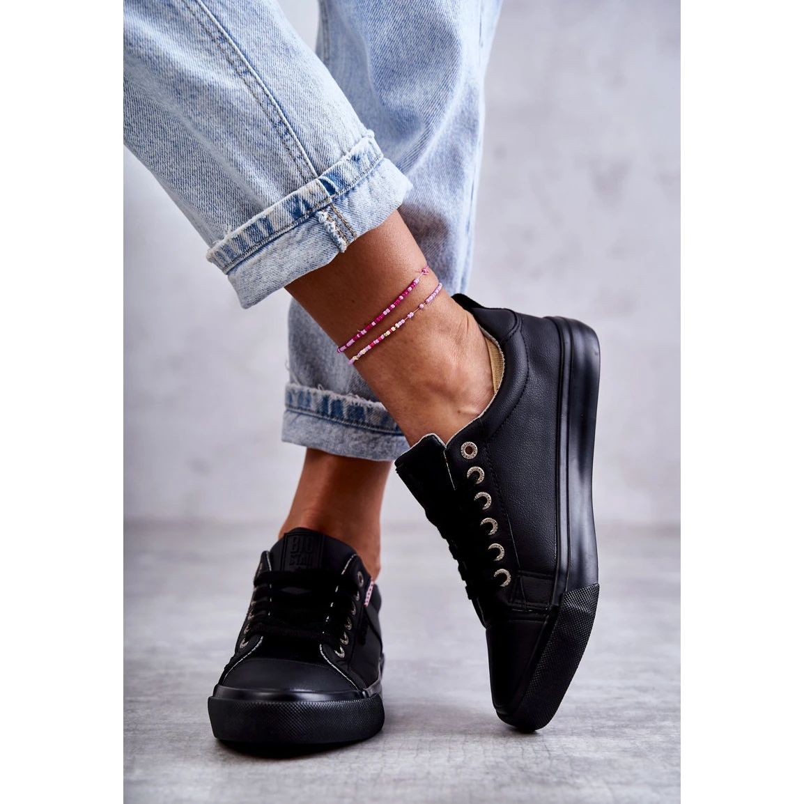 BIG STAR SHOES Baskets Basses En Cuir Pour Femmes Big Star KK274006 Noir Le Noir â Image 5