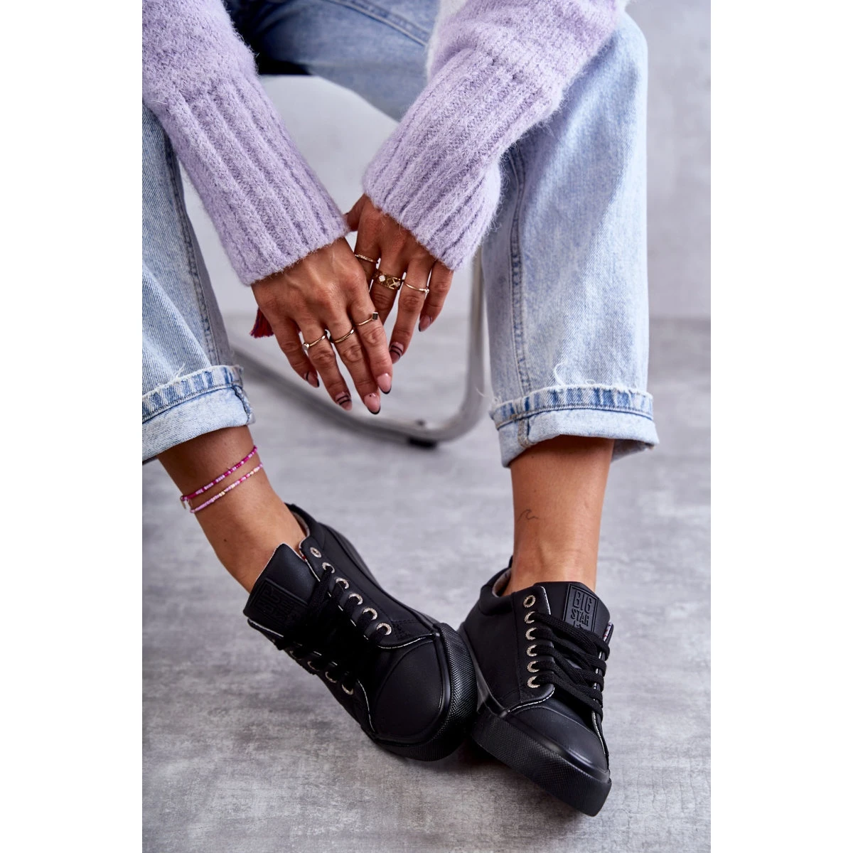 BIG STAR SHOES Baskets Basses En Cuir Pour Femmes Big Star KK274006 Noir Le Noir â Image 8