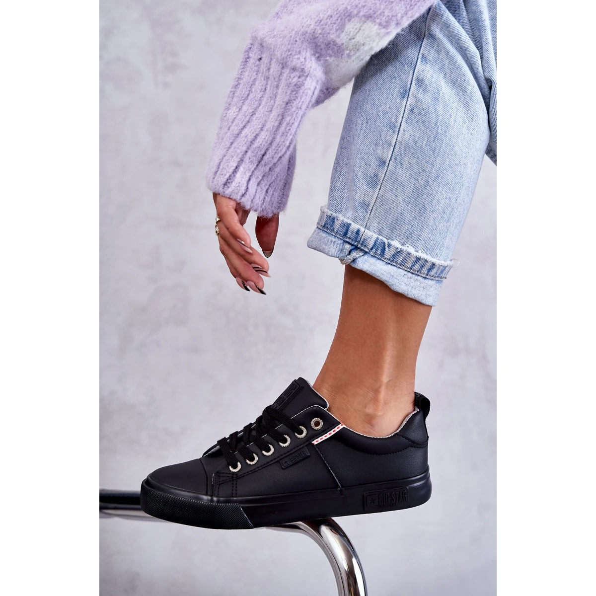 BIG STAR SHOES Baskets Basses En Cuir Pour Femmes Big Star KK274006 Noir Le Noir â Image 9