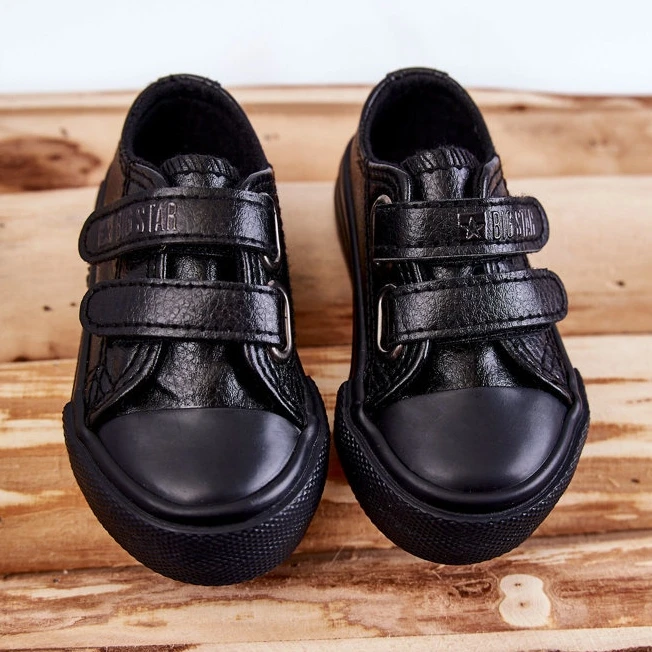 BIG STAR SHOES Baskets En Cuir Pour Enfants Avec Velcro Big Star KK374090 Noir Le Noir – Image 5