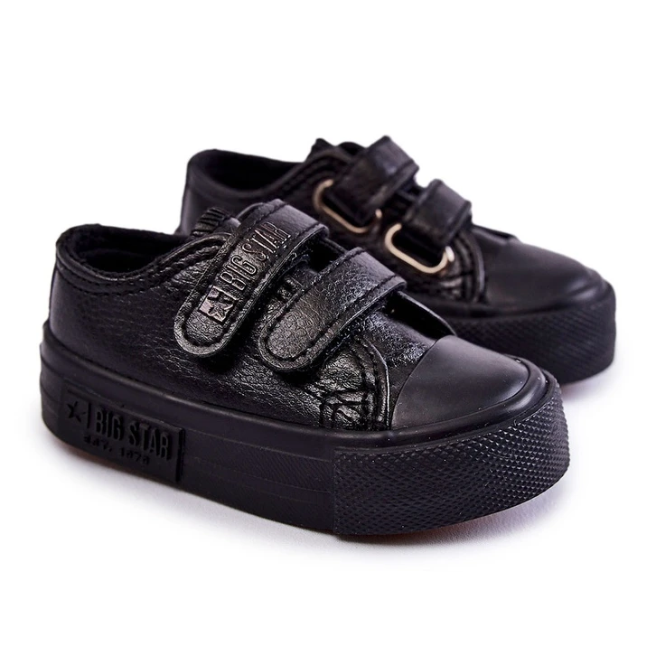 BIG STAR SHOES Baskets En Cuir Pour Enfants Avec Velcro Big Star KK374090 Noir Le Noir – Image 7