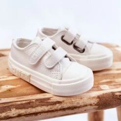 BIG STAR SHOES Baskets En Cuir Pour Enfants Avec Velcro Big Star KK374091 Blanc Blanche